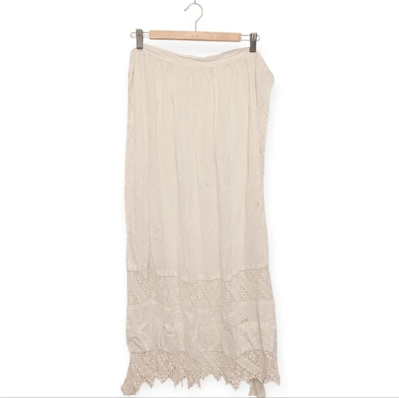 LACE APRON Long Cotton Vintage 1940 Domestic Homemaker Tie Waist Maxi - Picture 7 of 8